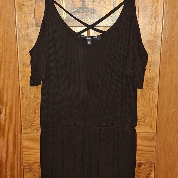 One Clothing Black Mini Sundress Cold Shoulder - Picture 1 of 13